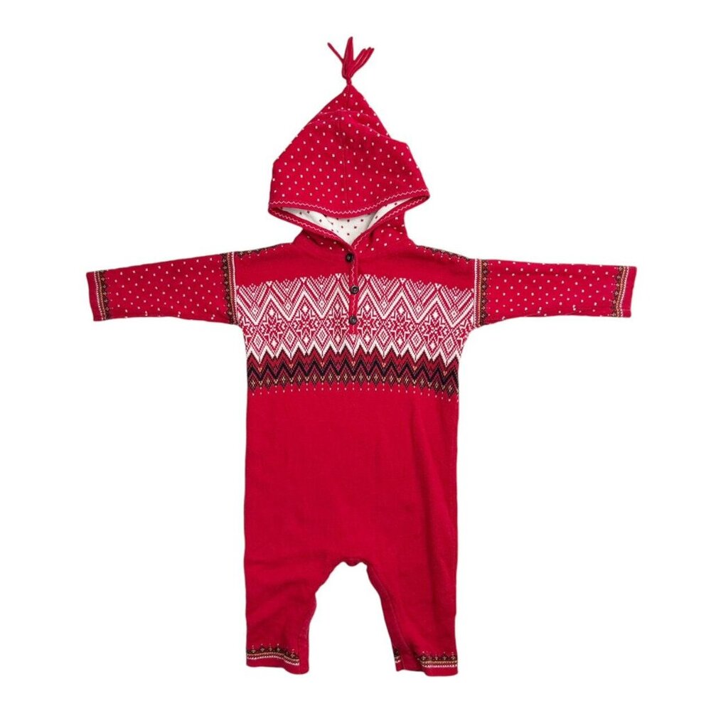 Hanna Andersson Red and White Patterned Kids Romper